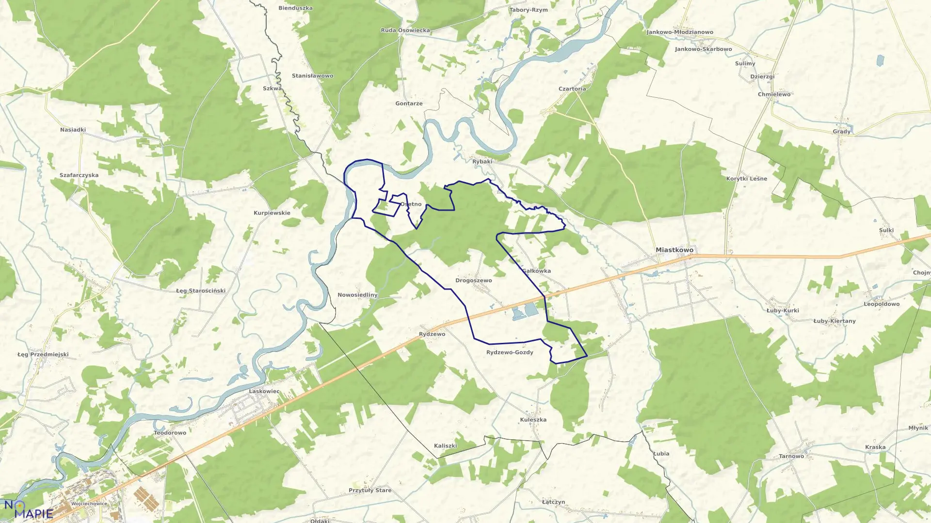 Mapa obrębu Drogoszewo w gminie Miastkowo