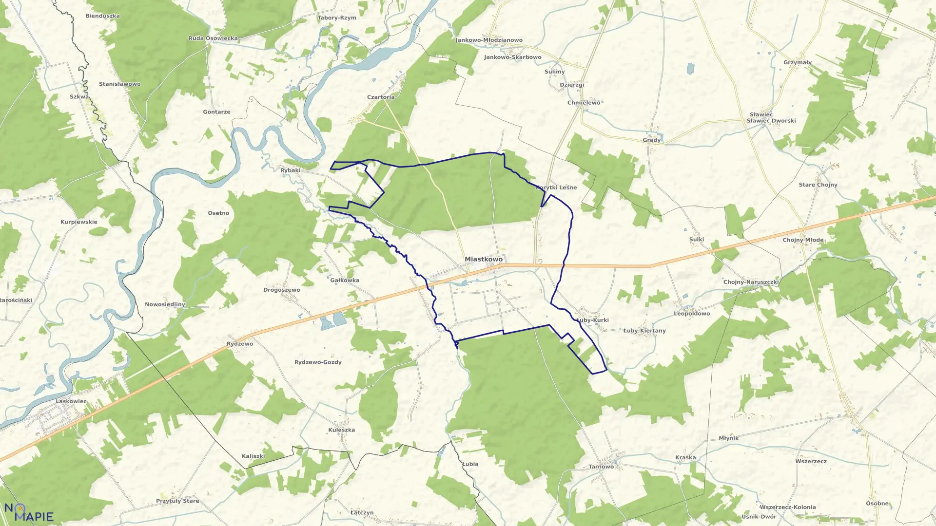 Mapa obrębu Miastkowo w gminie Miastkowo